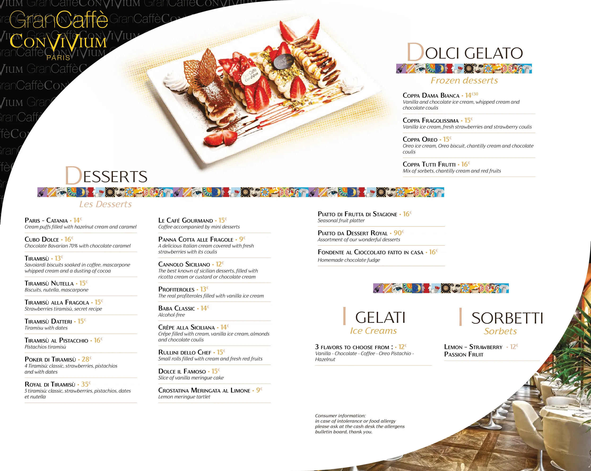Menu, pages 15–16