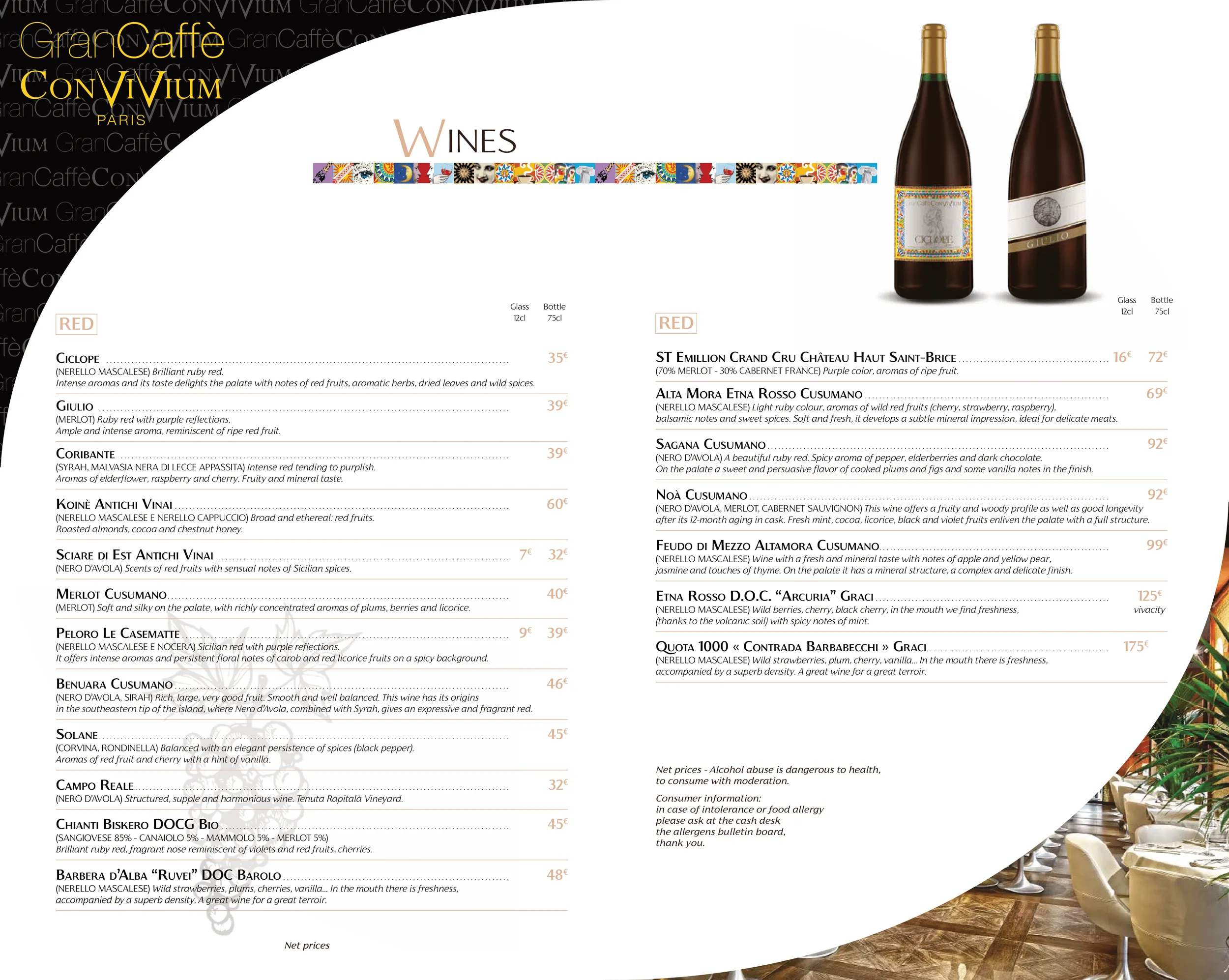 Menu, pages 17–18