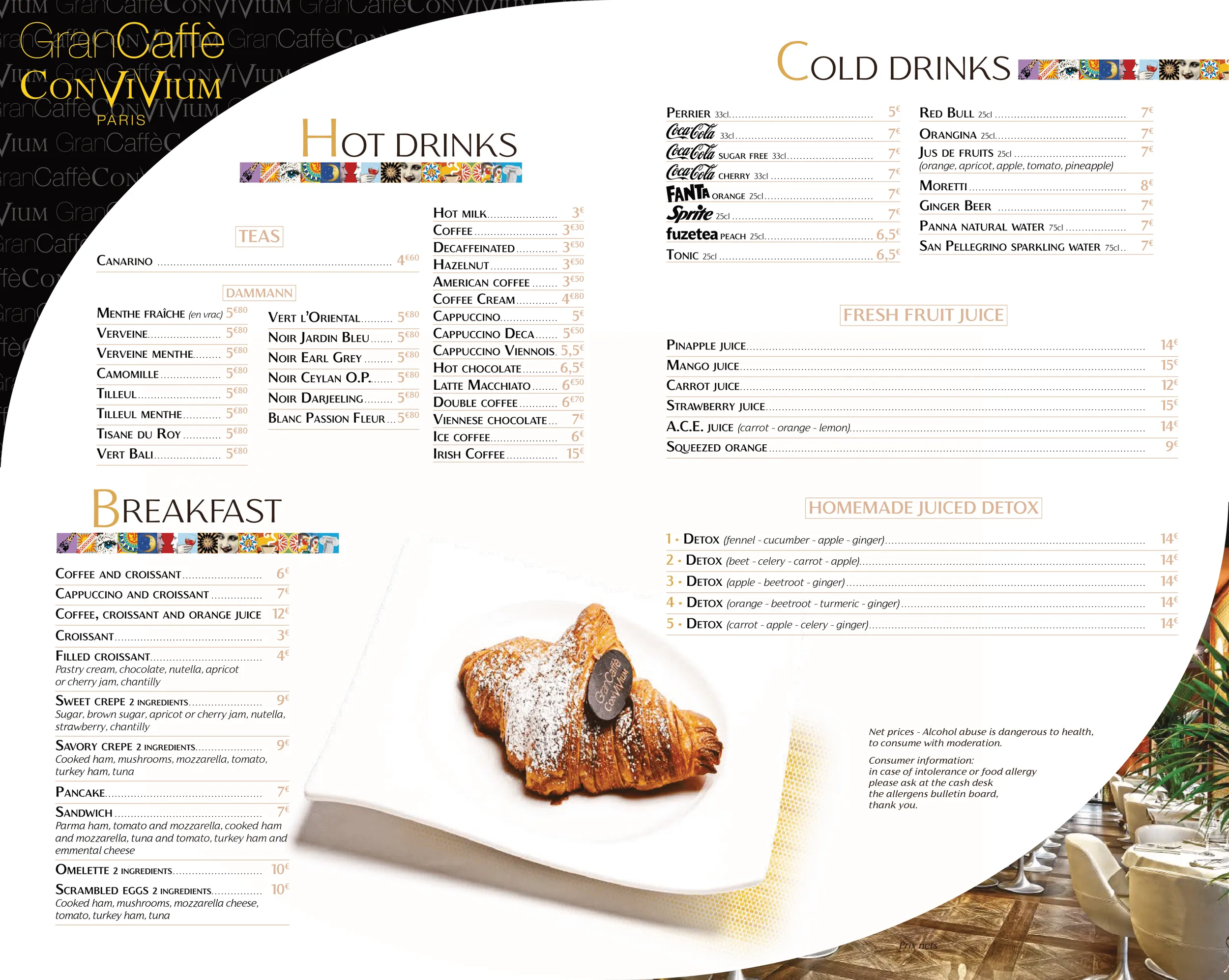 Menu, pages 21–22