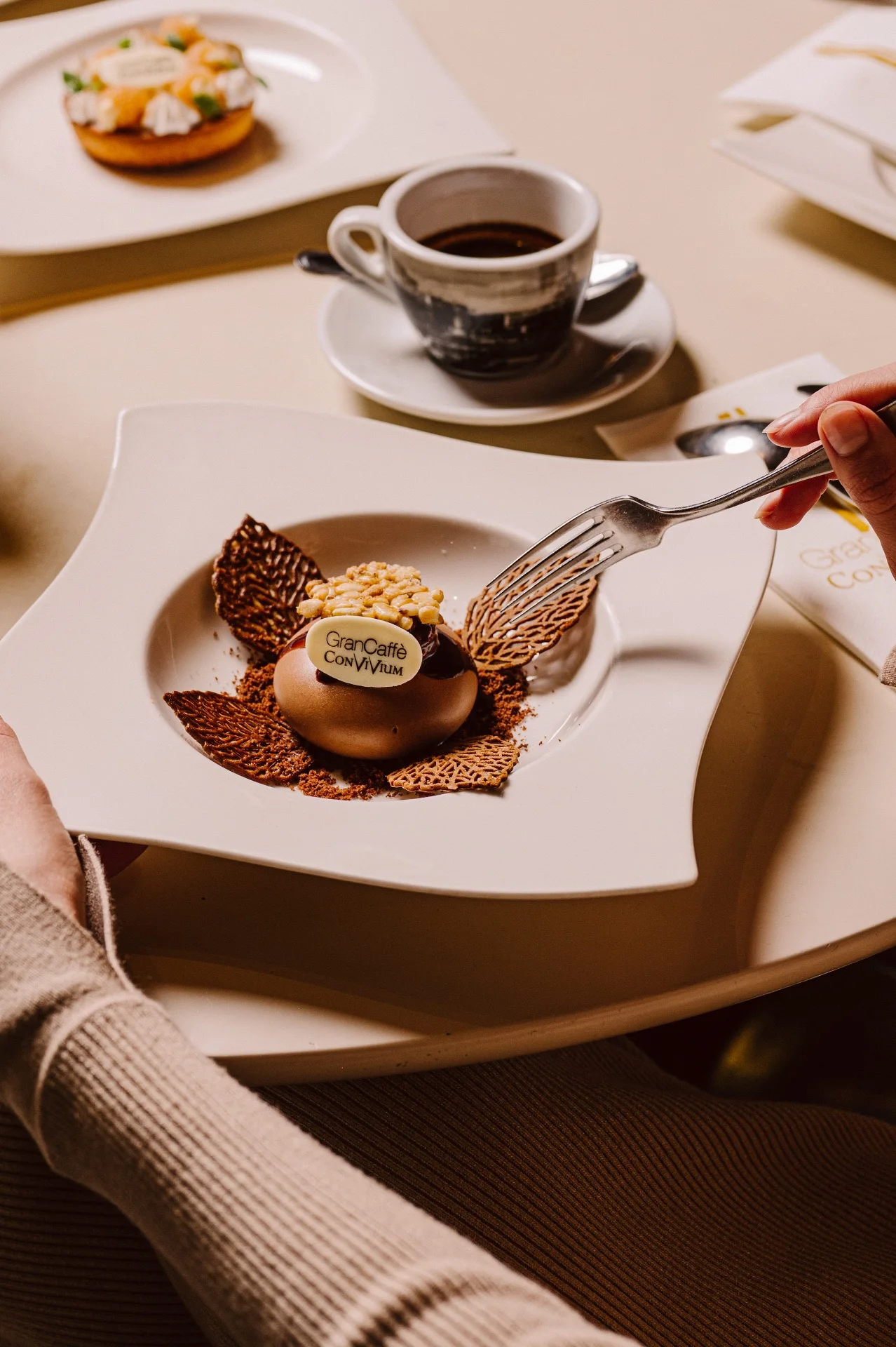 Dessert au chocolat et noisettes signé Gran Caffè Convivium